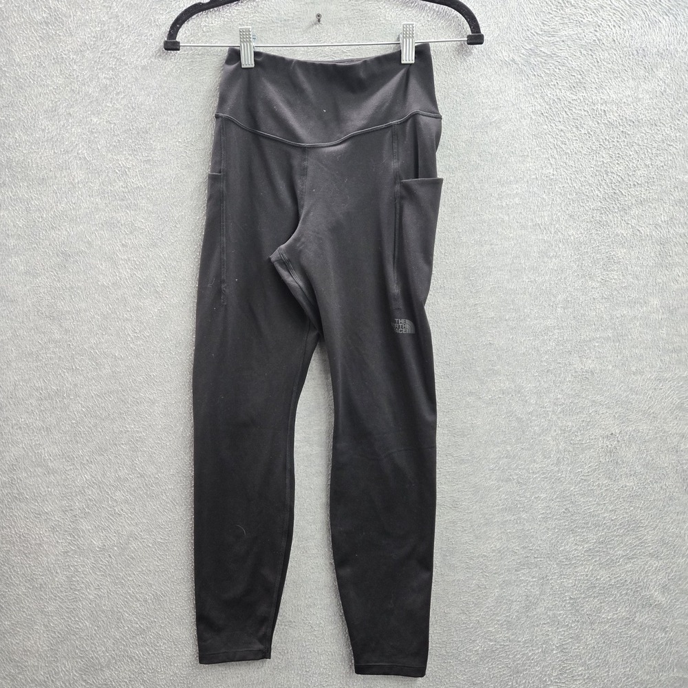 The North Face Women Activewear Pants M Black Running Legging Logo 24" Inseam